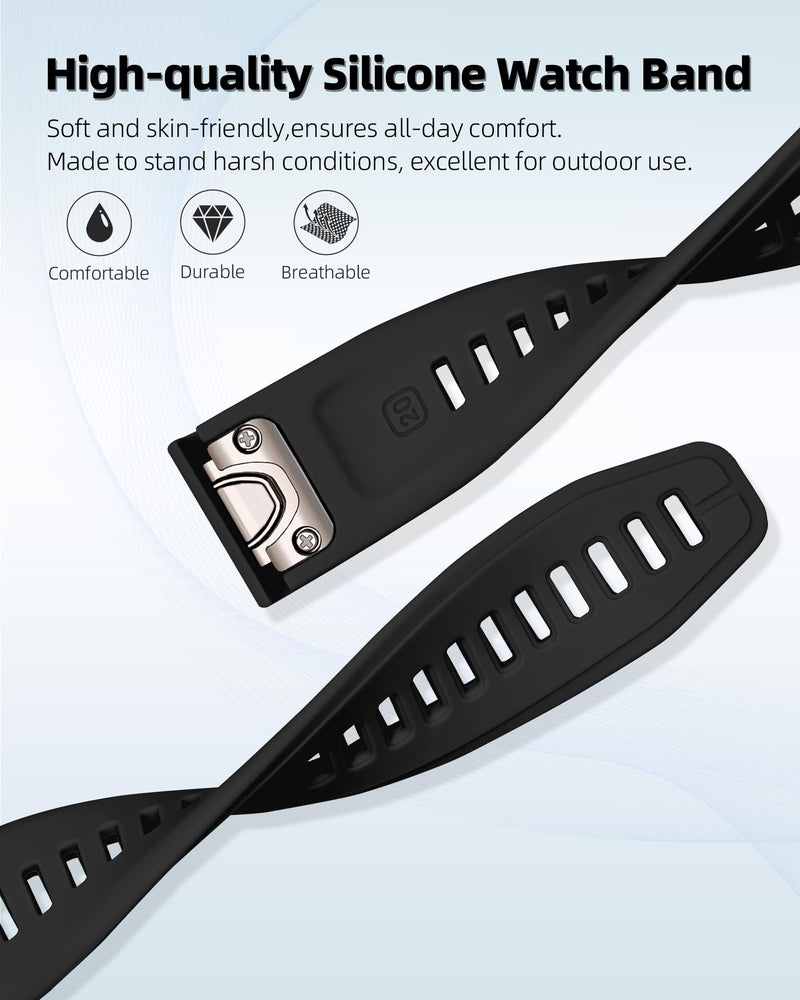 20mm Watch Band Replacement for Garmin fenix 5S/5S Plus/6S/7S/Instinct 2S/D2，Quick Fit silicone with rosegold buckle, SEAFOAM and BLACK Bundle