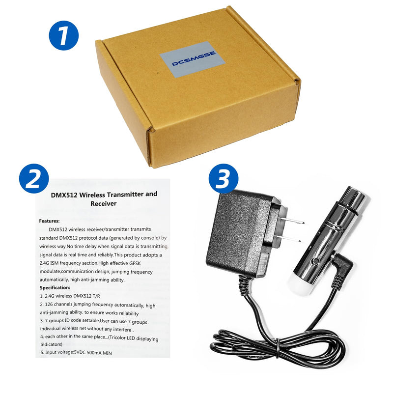 [AUSTRALIA] - DMX Wireless, 2.4G DMX 512 1 Female Receivers Short version for Stage PAR Party Light 