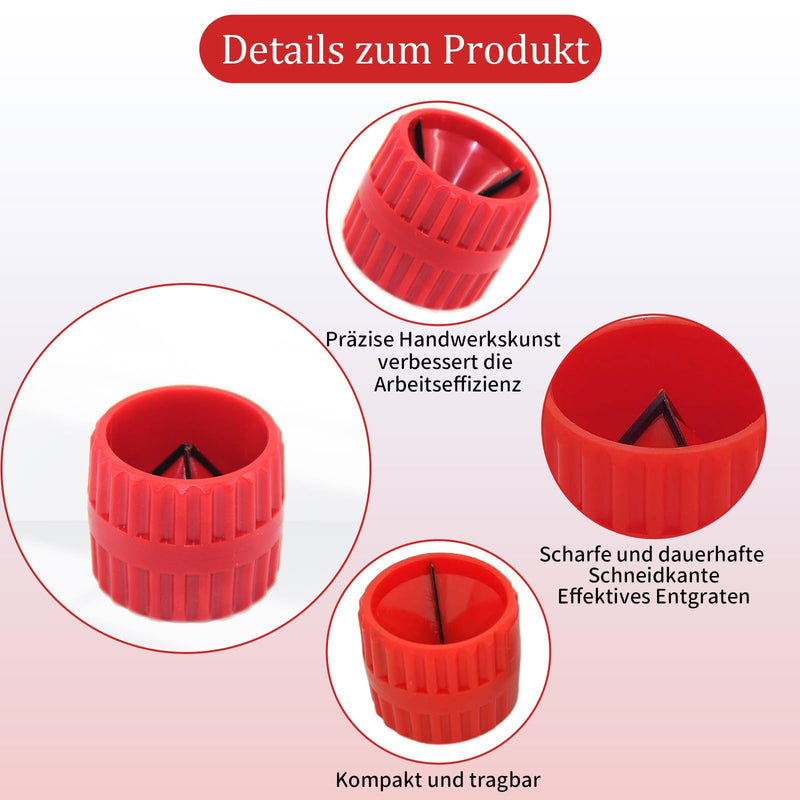 Universal 2-in-1 Copper Pipe Deburring Tool Deburring Tool Plastic Copper Pipe for Cleaning Work Indoor and Outdoor Pipe, 5-38 mm, Red (Pack of 1)