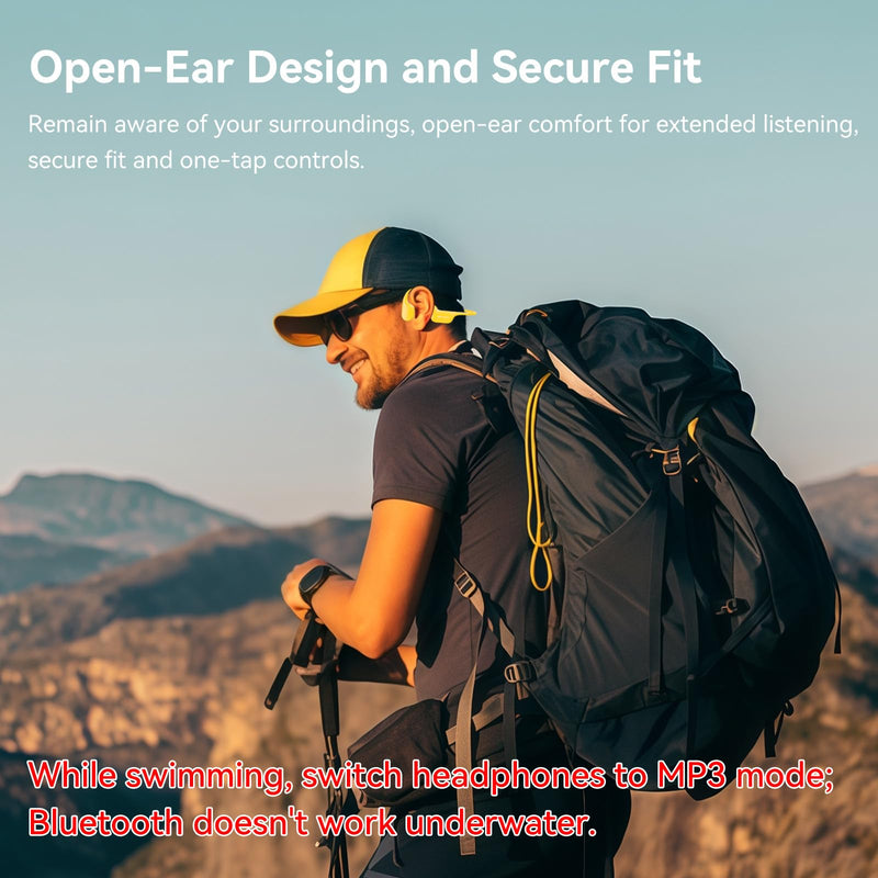 Full-Coverage Liquid Silicone Swimming Headphones, IP68 Waterproof Underwater Headphones, Bluetooth 6.0&MP3 with 32GB Memory Card, Soft/Skin-Comfortable Open Ear Bone Conduction Swim Earbuds