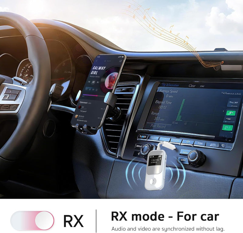 [AUSTRALIA] - [2026 Upgraded] Bluetooth Transmitter 5.3 Receiver with OLED Display | Dual Connection & Low Latency | Wireless Aux Bluetooth Adapter for TV, Airplane, Headphone, Airpods, Speaker, Car (Silver) Silver 