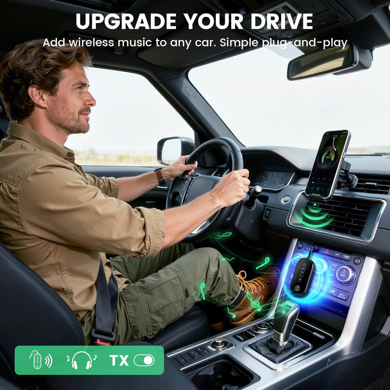 [AUSTRALIA] - Dual Link Bluetooth 5.4 Transmitter for Airplane Travel 2-in-1 Bluetooth Adapter Airplane Travel Essentials Wireless Receiver, 3.5MM AUX Jack Adapter on Flight/TV/Car Stereo/Gym 