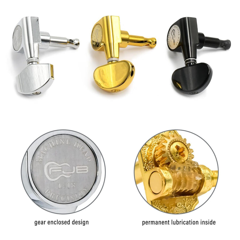 [AUSTRALIA] - FXJXB 18:1 Guitar Tuning Pegs 3x3 Standard Guitar Tuners Electric Or Acoustic Guitar Tuning Machines Tuning Keys Replacement-Chrome(3R+3L) 3L+3R Chrome 