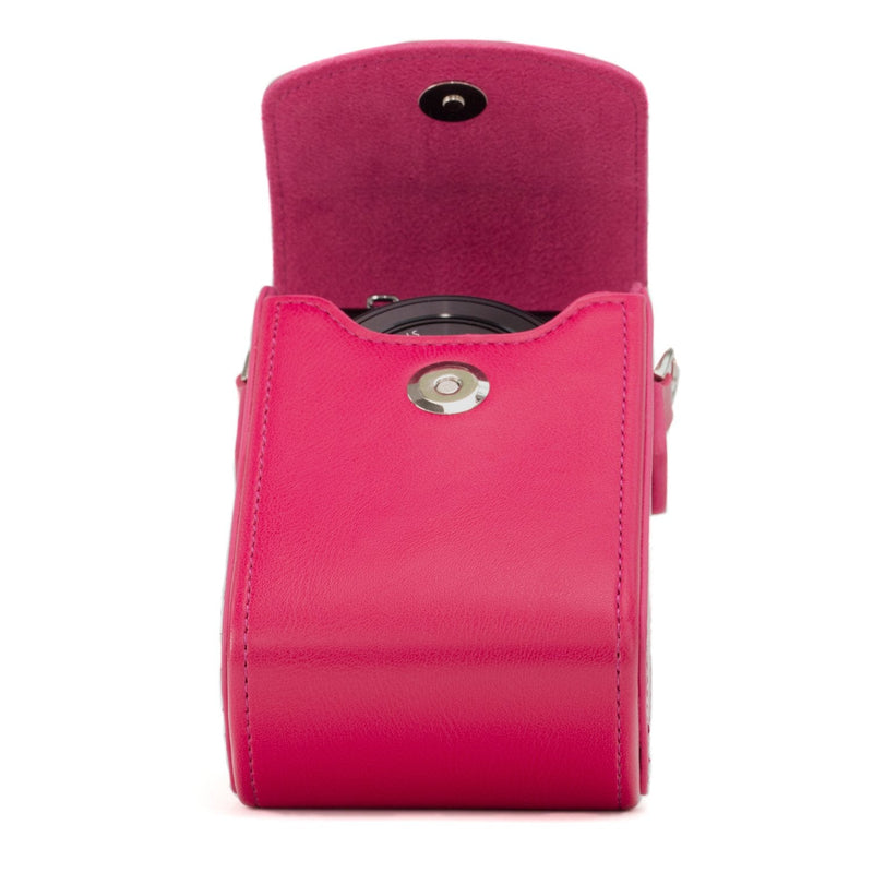 MegaGear MG1561 Leather Camera Case with Strap Compatible with Sony Cyber-Shot DSC-RX100 VI, DSC-RX100 V, DSC-RX100 IV - Hot Pink