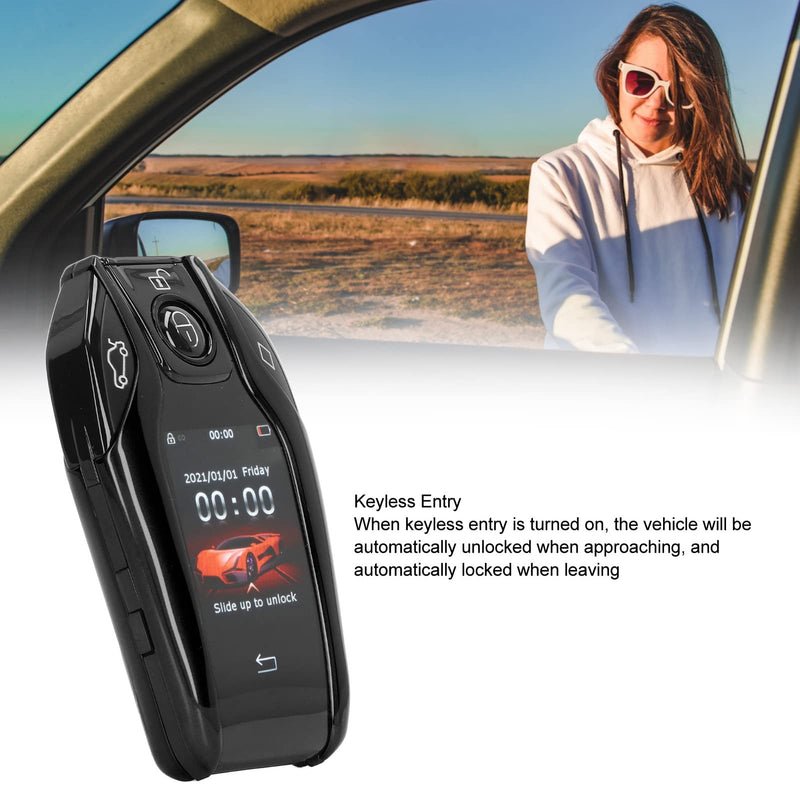 Universal Smart Key TK800+ LCD Touch Screen, 2 PCS | Keyless Entry Auto Lock Unlock for Start Stop Engine Vehicles, Aluminum Alloy Frame, Anti-Loss Contact Info Display Black
