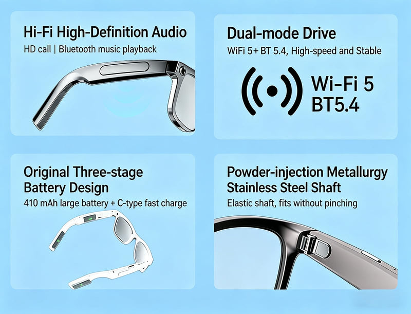 2026 AI Smart Glasses with Camera,8MP Anti-Shake Video Recording | 2K HD Video & Photo Capture,Bluetooth Music,Voice/Calling,Real Time Translation, AI Voice Assistant,Object Recognition