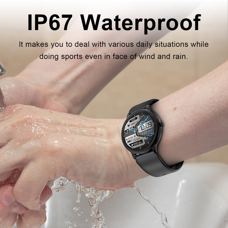 Smartwatch, 1.39" Full Touch Screen, Fitness Tracker, Heart Rate Monitor, Bluetooth Enabled, Black