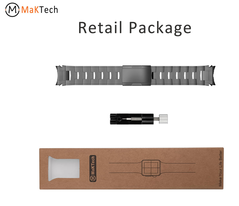 Titanium Samsung Galaxy Watch Band, Interlocking link | MaKTech with Spring Connector, Lightweight Bracelet, for Samsung Galaxy Watch Gray