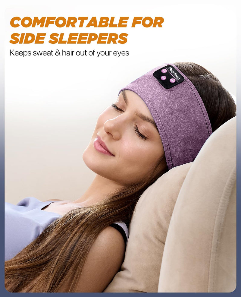 [AUSTRALIA] - Sleep Headphones Bluetooth Headband, Headband Headphones for Sleeping, Running, Yoga, Fitness, Travel, Meditation, Headphones Suitable for Side Sleepers, Gift for Men Women, Tech Gadgets 2024 CrystalPurple 