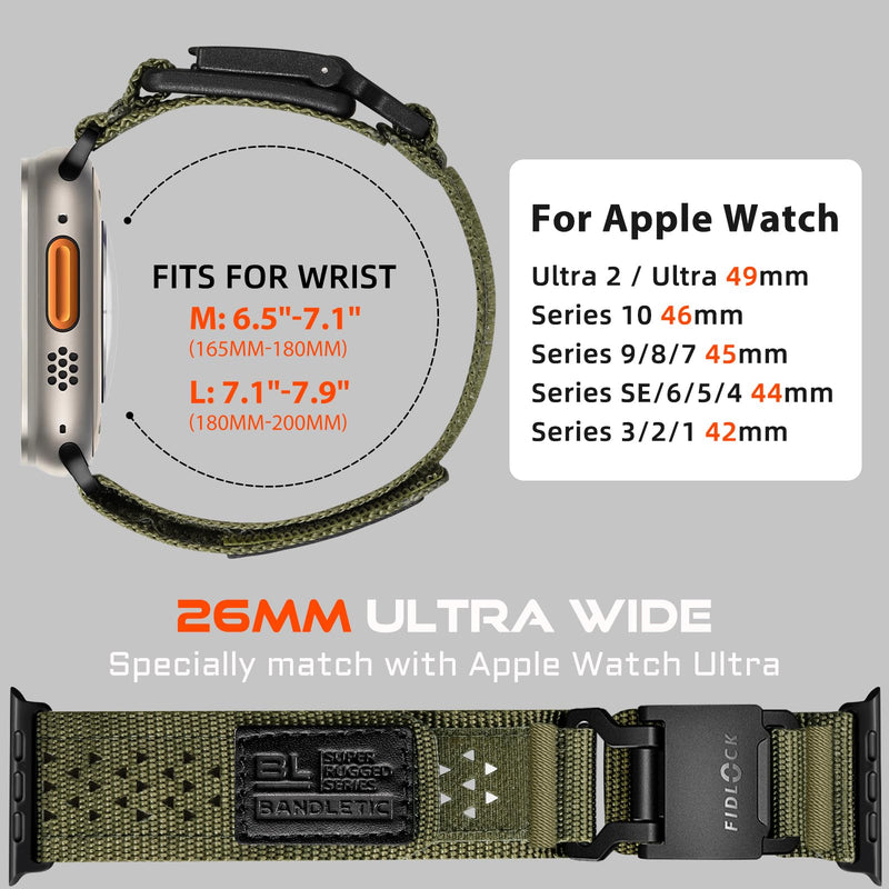 Bandletic Nylon Band and Fidlock Mag Strap Compatible with Apple Watch