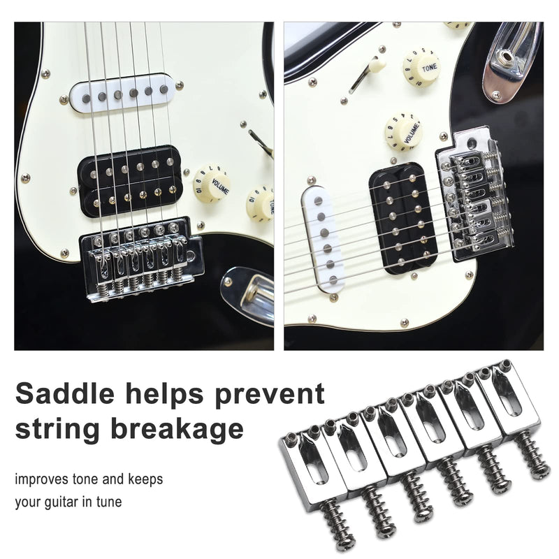 10.5mm Guitar Tremolo Bridge Saddles for Fender Stratocaster Strat Telecaster Tele Electric Guitar Replacement (Chrome) Chrome