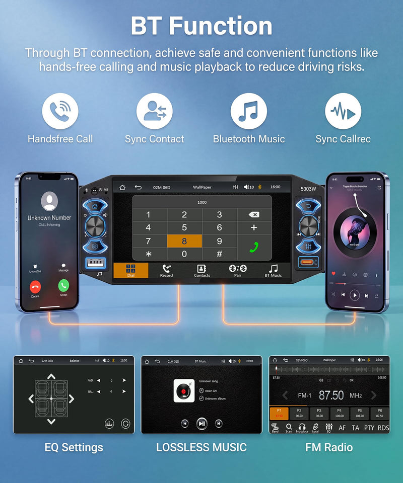 Rimoody 5 Inch Single Din Car Stereo with Wireless Carplay Android Auto | 1 Din Touch Screen Radio with Mirror link, Bluetooth 5.2, FM Radio, EQ, USB/Type-C/AUX/TF/SWC/DVR Backup Camera MP5 Player