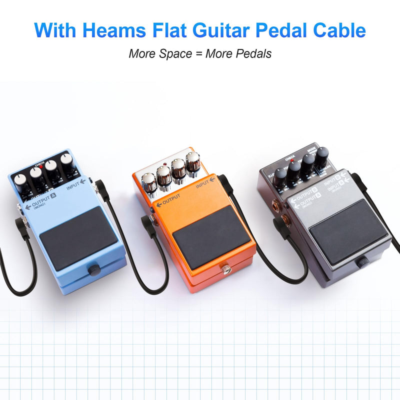 Professional 6 Pack 6 Inch Guitar Patch Cables, Noise Free and Long-lasting Guitar Pedal Cable, Low Profile Save More Space Pedal Board Cables, Right Angle Flat Patch Cable, Black