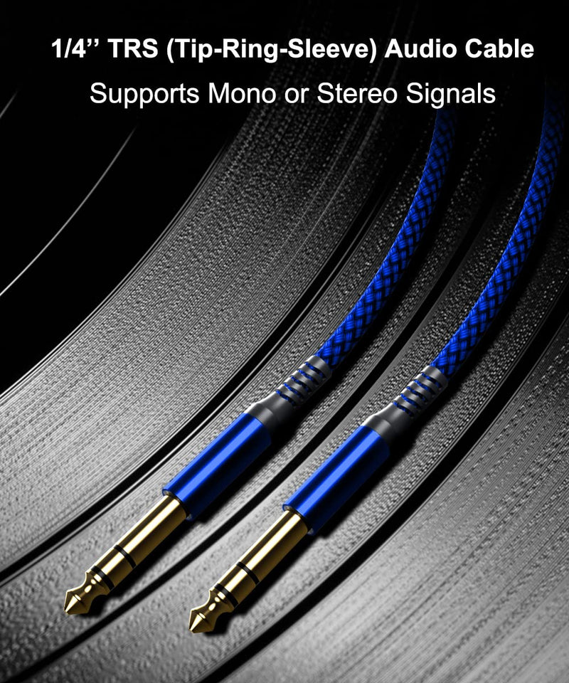 [AUSTRALIA] - Elebase 1/4 Inch TRS Instrument Cable 20ft 2-Pack,Straight 6.35mm Male Jack Stereo Audio Interconnect Cord,6.35 mm Balanced Line for Electric Guitar,Bass,Keyboard,Mixer,Amplifier,Amp,Speaker,Equalizer 20 ft Blue 