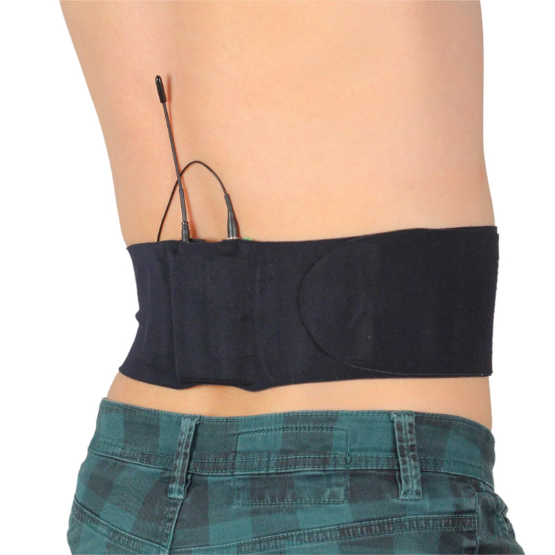[AUSTRALIA] - URSA Waist Strap - Ultra Slim, Breathable & Stretchy Microphone Transmitter Straps. Compatible with Most Transmitter/Receivers (Black, Large Waist - Big Pouch) 