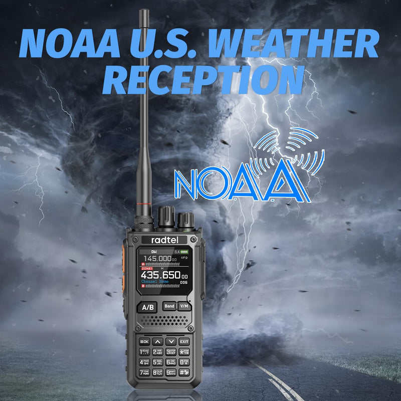 Radtel RT-920 Walkie Talkie Long Range 8W Two-Way Radio, SW MW LW CB 27MHz Receiver GMRS Radio Bluetooth Programmable, AM FM SSB, Noise Reduction, NOAA Weather Alert (with Programming Cable)