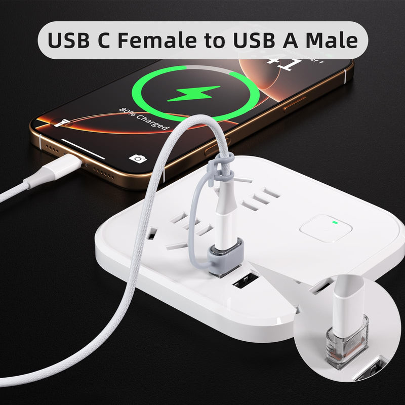 [AUSTRALIA] - USB to USB C Adapter 5Pack, USB-C Female to USB A Male OTG Type C Converter for iPhone 16 Charger, iPhone 15/14/13 Pro Max, Apple Watch Ultra, AirPods, iPad, Samsung Galaxy S24, Car 5pack-Crystal 