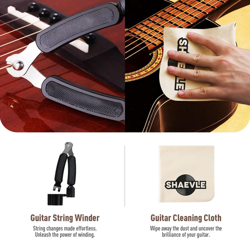 Guitar Cleaning, Guitar Cleaner Polish All IN ONE Kit: Guitar Polish, Fingerboard Lemon Oil, String Cleaner Oil, Guitar String Winder, Cleaning Cloth, for Guitar Care and Maintenance Basic Kit