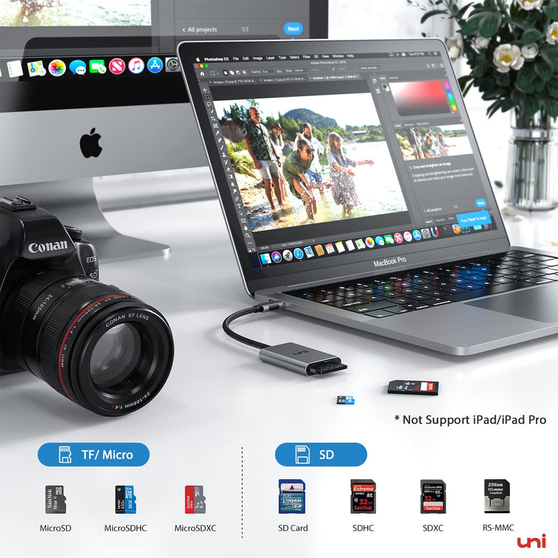 SD Card Reader, uni Sturdy USB C to Micro SD Memory Card Reader Adapter ( 2TB Capacity, 5Gbps Transfer) Thunderbolt 3 Compatible with Android Galaxy S20, MacBook Pro/MacBook Air and More