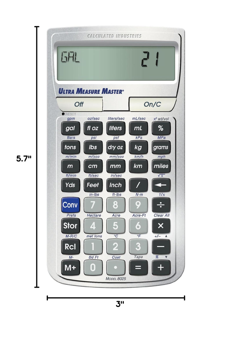 Calculated Industries 8025 Ultra Measure Master Professional Grade U.S. Standard to Metric Conversion Calculator Tool for Engineers, Architects, Builders, Scientists and Students | 60+ Units | Professional Grade, U.S. Standard to Metric Conversion, For...