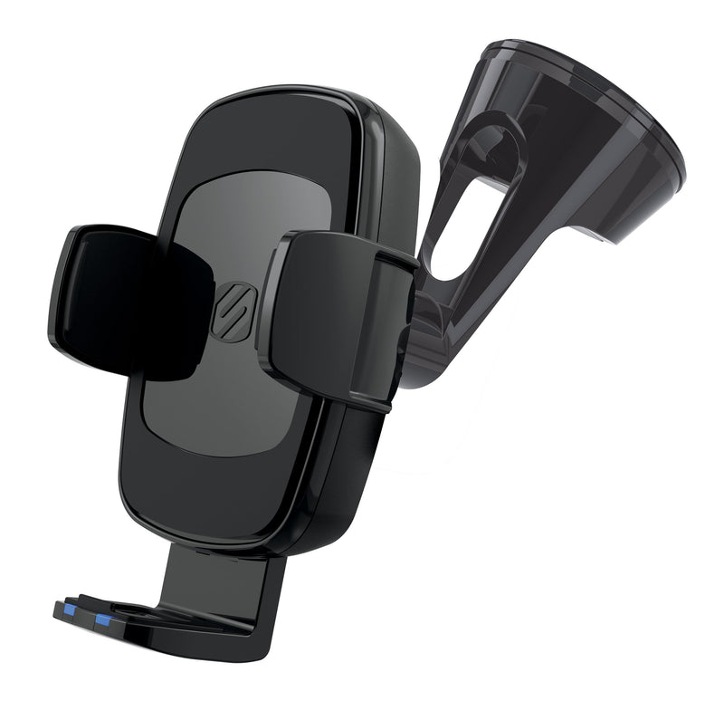 Scosche UQ3WDV-SP Windshield/Dashboard/Vent Qi-Certified 15W Wireless Charging Universal Cell Phone Car Mount, Adjustable Hands-Free Cell Phone Holder with Stick Grip, Black Gen 3 Windshield / Dash / Vent