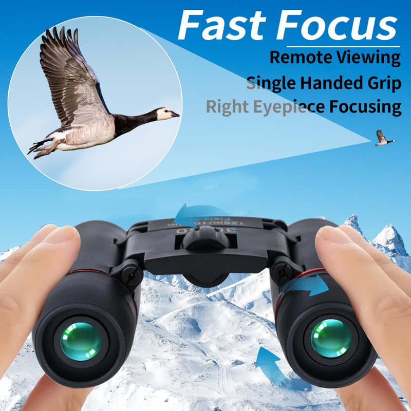 PISEZ 30X60 Compact Binoculars for Adults and Kids，Lightweight Foldable Easy Focus Small Binoculars for Bird Watching Hunting Concert Traveling Theater Opera Sightseeing black