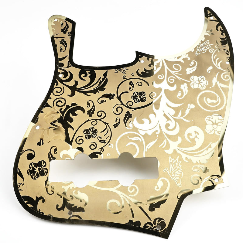 [AUSTRALIA] - Stainless Steel J Bass Pick Guard Scratch Plate 10 Hole Engraved Metal Bass Pickguard with Mounting Screws Compatible with USA/Mexican Standard FD Jazz 4-String Bass Parts(Gold) Gold 