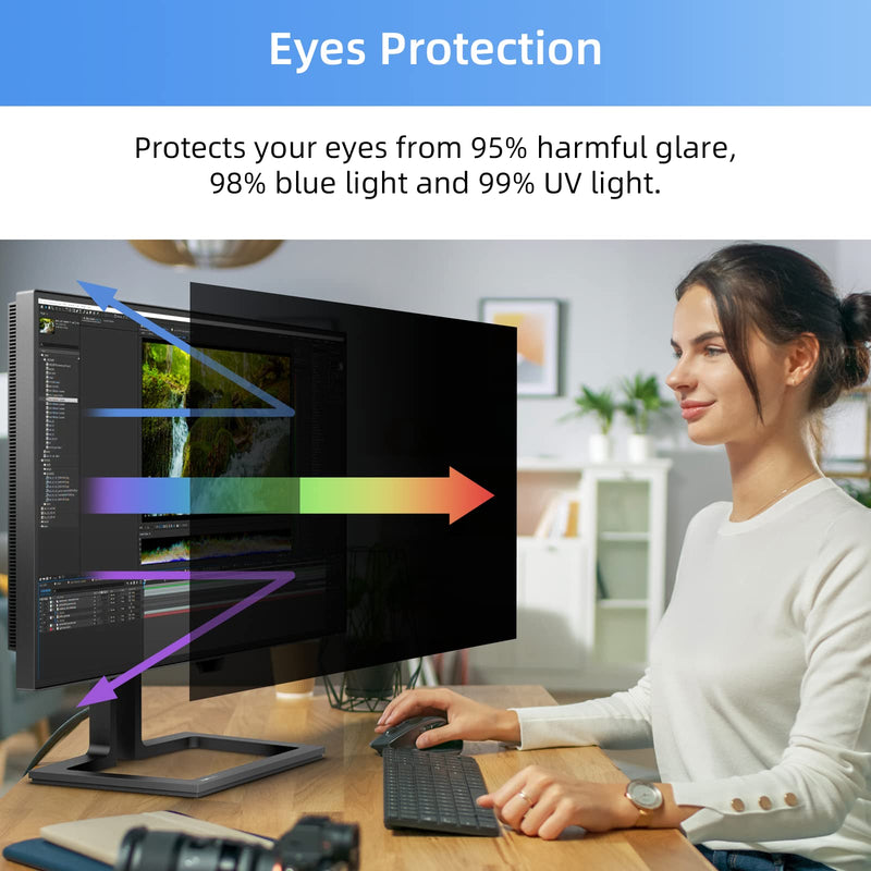 Computer Privacy Screen Filter 24 inches for 16:9 Aspect Widescreen Computer Monitor – Removable Anti Glare Blue Light Privacy Filter, Anti-Scratch Screen Protective Film, Computer Screen Privacy Shield 24 in 24'' Privacy Screen (16:9)