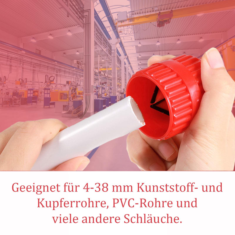 Universal 2-in-1 Copper Pipe Deburring Tool Deburring Tool Plastic Copper Pipe for Cleaning Work Indoor and Outdoor Pipe, 5-38 mm, Red (Pack of 1)