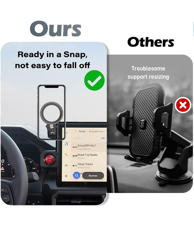 Car Phone Holder for Toyota Tacoma 2024-2026/4Runner 2025 Accessories | 14" Touch Screen Clip-On MagSafe Strong Magnetic Cell Phone Mount, 360° Rotatable Hands-Free Holder, Not Block Air Vents fit for 2024-2026 Tacoma / 2025 4Runner (14 inch)