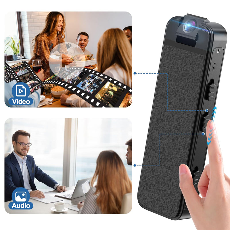 Mini Body Camera,Premium Portable 1080P Small Body Camera with Night Vision and Motion Detection Wearable for Office, Law Enforcement, Security Guard (Built- in 64GB Memory Card) (64GB)