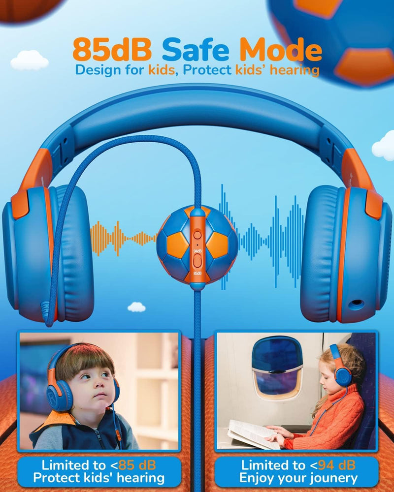 awatrue AT2 3PCS Kids Headphones for School Travel, 85/94dB Safe Volume | 3.5mm Jack, HD Mic, Portable Wired Headphone with Shareport, Stereo Sound On-Ear Headphones for Toddler Kids Girls Boys 3 Pack
