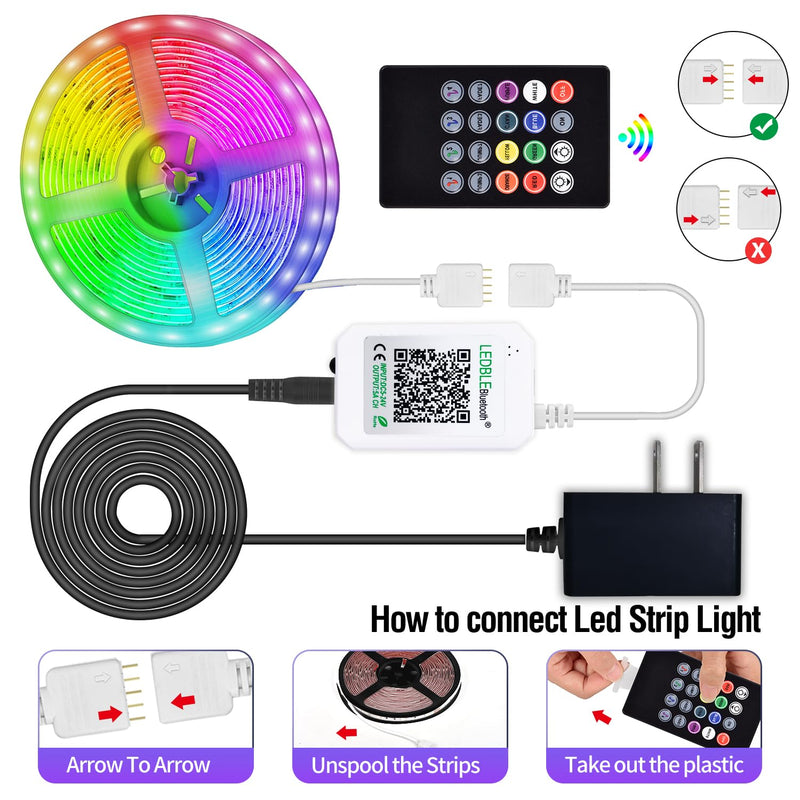[AUSTRALIA] - AILBTON Led Strip Lights,60ft Music Sync Color Changing, Built-in Mic,Bluetooth App Control LED Tape Lights with Remote,5050 RGB Rope Light Strips 60FT 