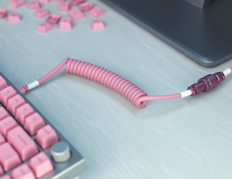 GLORIOUS Coiled Keyboard Cable – Coiled USB C Cable Artisan Braided Cables for Mechanical Gaming Keyboard Coiled Cable - Custom Keyboard Cable (Electric Blue) Electric Blue