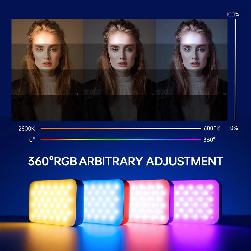 VILTROX RGB Video Light, Selfie Light, Portable LED Phone Light with Clip, Rechargeable on Camera Video Light with App Control, for Phone,Laptop,Camera,iPad, video recording for TikTok,YouTube,Vlog