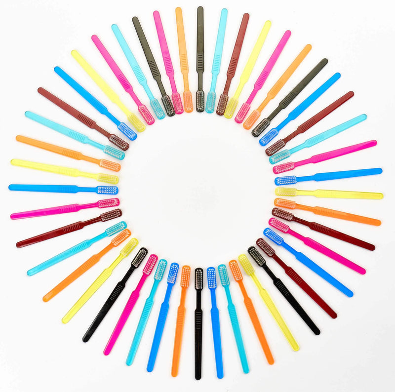 Dr. Bauer Disposable Toothbrushes with Toothpaste Pack of 100 Blue-red-pink-black 100 stück (1er Pack)