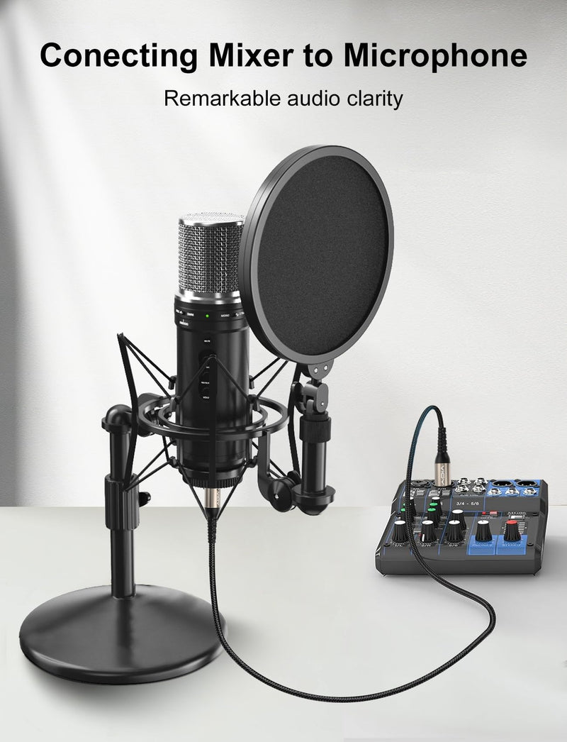 VIOY XLR Microphone Cable 30 FT + 30 FT, Mic Cable Male to Female Balanced Cord 3 Pin - Nylon Braided XLR Extension Cable for Microphone, Mixer, Recoding Studio, Amplifier, Podcast, etc 30FT 2