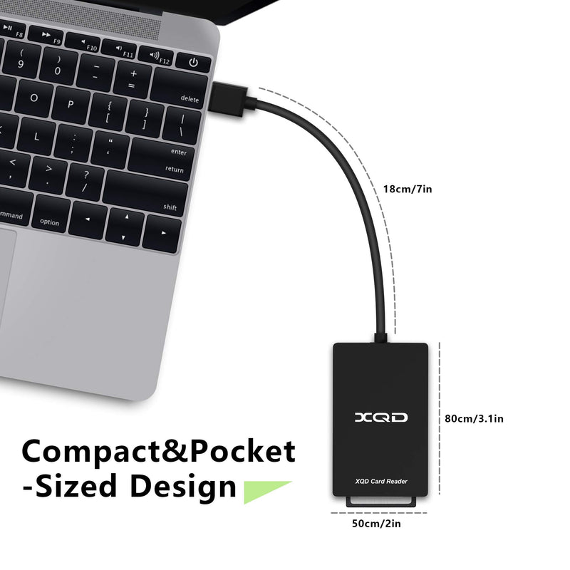 XQD Card Reader【Upgraded Version】 USB 3.0 XQD/SD Card Reader Dual Slot Memory Card Reader 5Gpbs Super Speed Support Sony G/M Series, Lexar 2933x/1400x USB Mark XQD Card,SD Card for Windows/Mac OS CR312-A