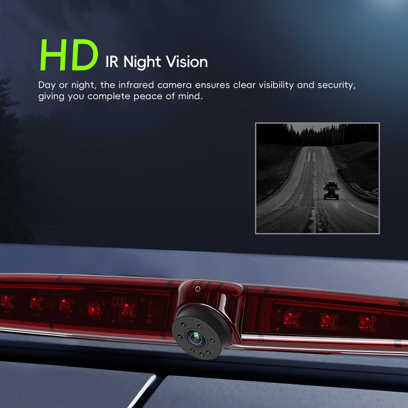 Back up Camera for Ford Transit 2012 2013 2014 2015 High Mount Third Brake Light Backup Camer IP67 Waterproof Reverse Camera with 140°Viewing Angle Night Vision Rear View Camera P1