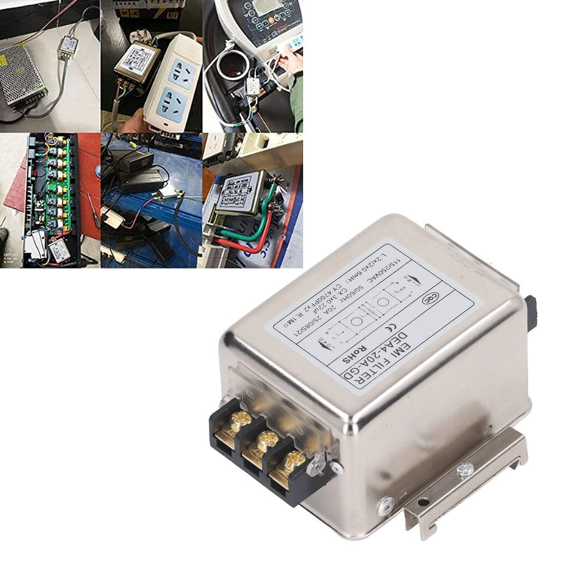 Uadme DEA4-20A-GD EMI Filter Performance Filter 115V 250V 20A 50/60Hz Single-Phase Filter, Terminal Block Connection