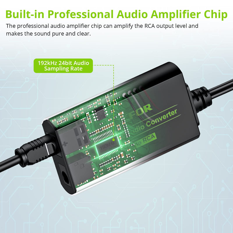 [AUSTRALIA] - LiNKFOR 192kHz DAC Converter Digital to Analog Converter Digital Optical SPDIF Toslink to Analog Stereo Audio RCA L/R Audio Adapter with Optical Cable for HDTV Blu Ray DVD Amps TV Box Game Console RCA Male 