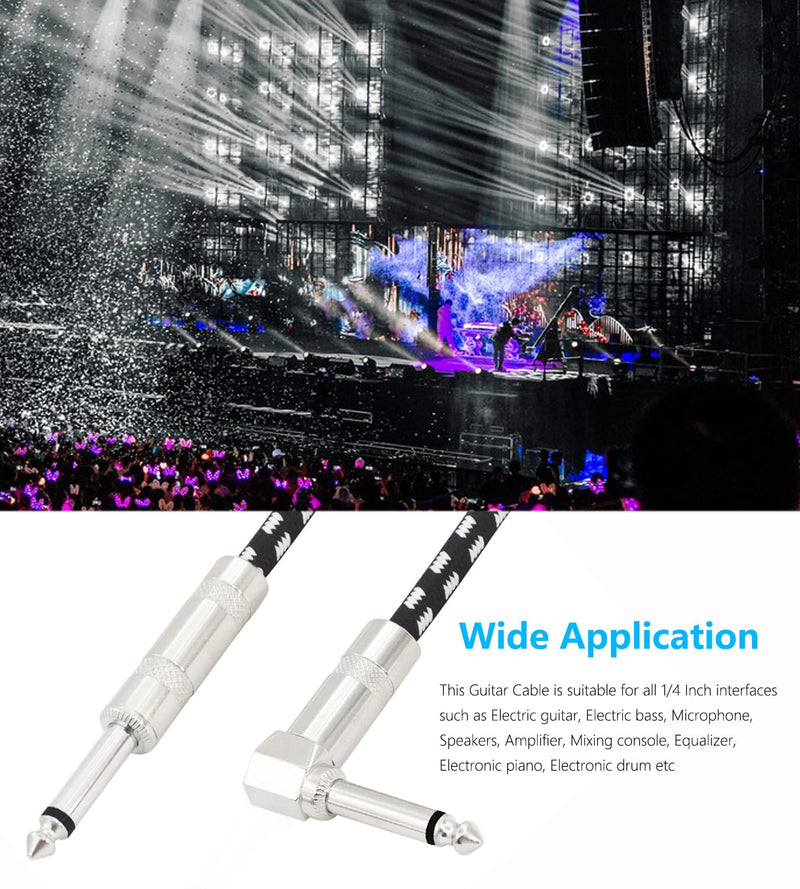 Straight to Right Angle 1/4 Inch Instrument Cable Short TS Guitar Cable Electric Guitar Amp Cord 6.35mm Stereo Audio Cable for Guitar Bass Keyboard and Pro Audio 2 Pack (1.7FT) 1.7FT