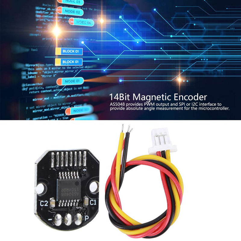 Oumefar AS5048A Magnetic Encoder I2C Interface 14-Bit Encoder Magnetic Encoder PWM SPI Interface Encoder for Brushless Motor, #311