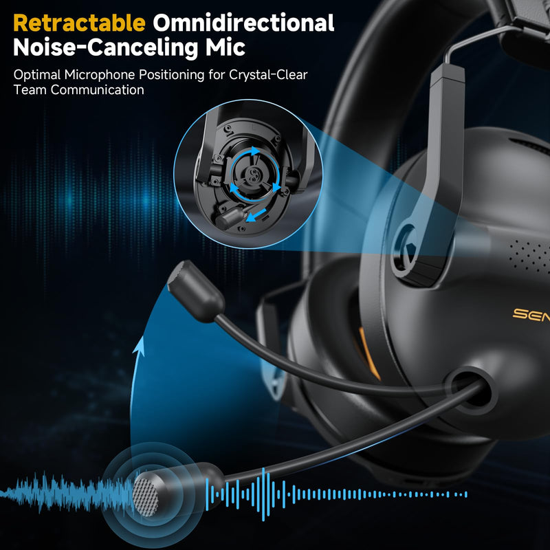 [AUSTRALIA] - SG600 Wireless Gaming Headset for PC, PS5, PS4, Laptop, Mac, Nintendo Switch, 2.4GHz & Bluetooth 5.3 Gaming Headphones with Noise Canceling Mic, Stereo Sound, 70+Hr Battery, 15ms Latency Black 
