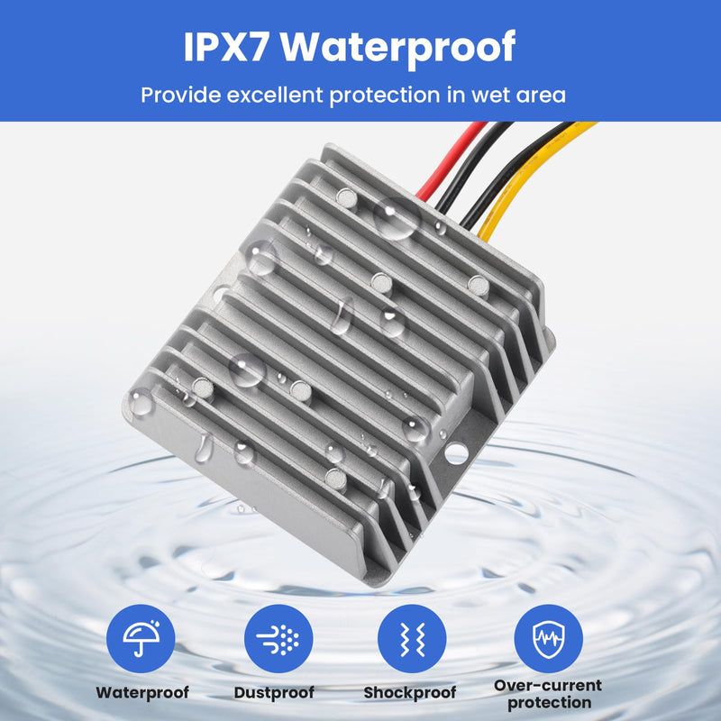 DC 9V-32V to 12V10A Voltage Converter, 24V Step Down to 12V 120W Buck With Safety Fuse and Clamps, Voltage Regulator, Power Supply Adapter, Truck Step-Down Volt Gray-DC 9-32V to 12V 10A