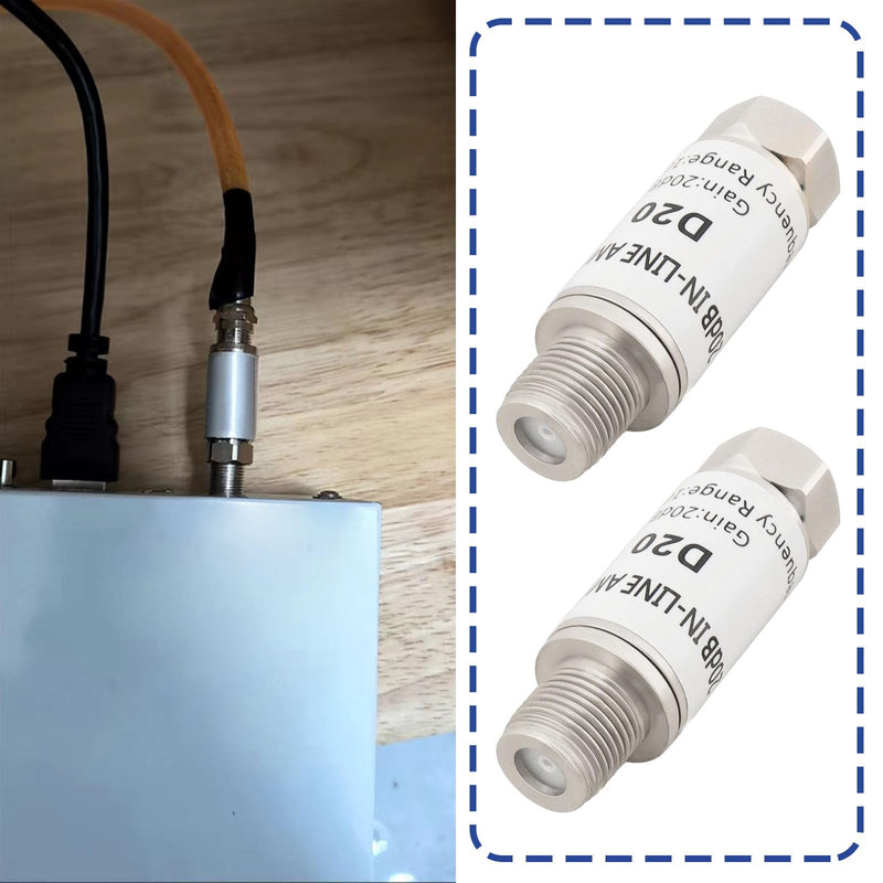 LT Easiyl 2 x 20 dB Inline Amplifier 10-2400 MHz Inline Satellite Amplifier Singal Booster Replacement for AMP SAT DVB-T Amplifier