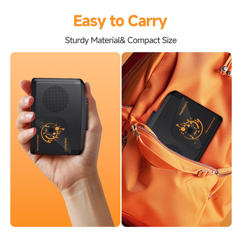 Portable Walkman Cassette Player Converter, Cassette to Digital Converter via USB, Compatible with PC/Laptops, Built-in Speaker&Headphone, Full Stereo Sound,Convert Walkman Tape to MP3/iPod Format