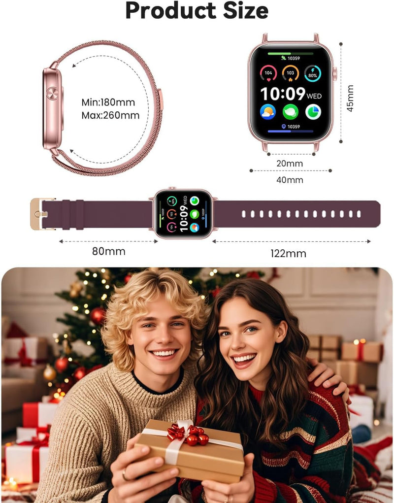 [AUSTRALIA] - Smart Watches for Women,Fitness Tracker Smartwatch for Android Phones/iPhone Compatible,1.85" Womens Watch with Blood Pressure Monitor,Calls and Messages/Heart Rate/Sleep/Female Cycle Pink 
