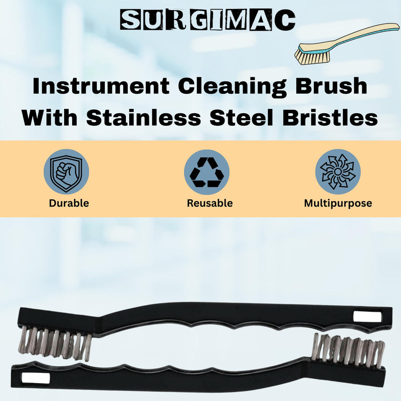 [AUSTRALIA] - SurgiMac Instrument Cleaning Brush with Stainless Steel Bristles, Reusable Multi-Purpose Cleaning Tool for Tough Surfaces & Small Parts, 3-Pack 