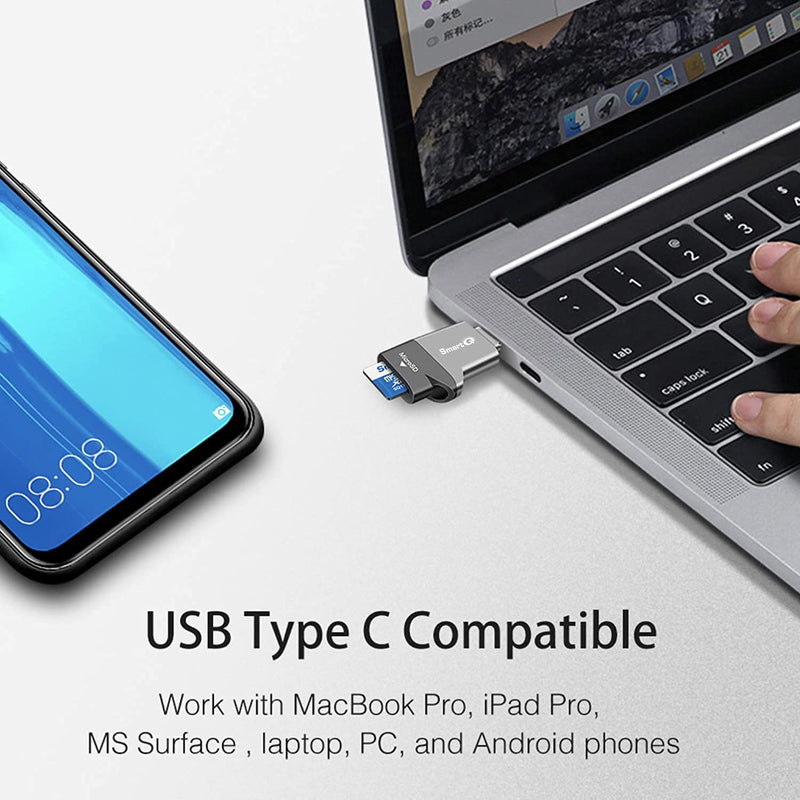 C356 Type-C MicroSD Card Reader with USB 3.0 Super Speed Technology, Supports MicroSDXC, MicroSDHC, and MicroSD for Window, Mac OS X and Andriod (Midnight Grey) Midnight Grey